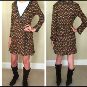 Anthropologie Parameter chevron drop waist dress/S